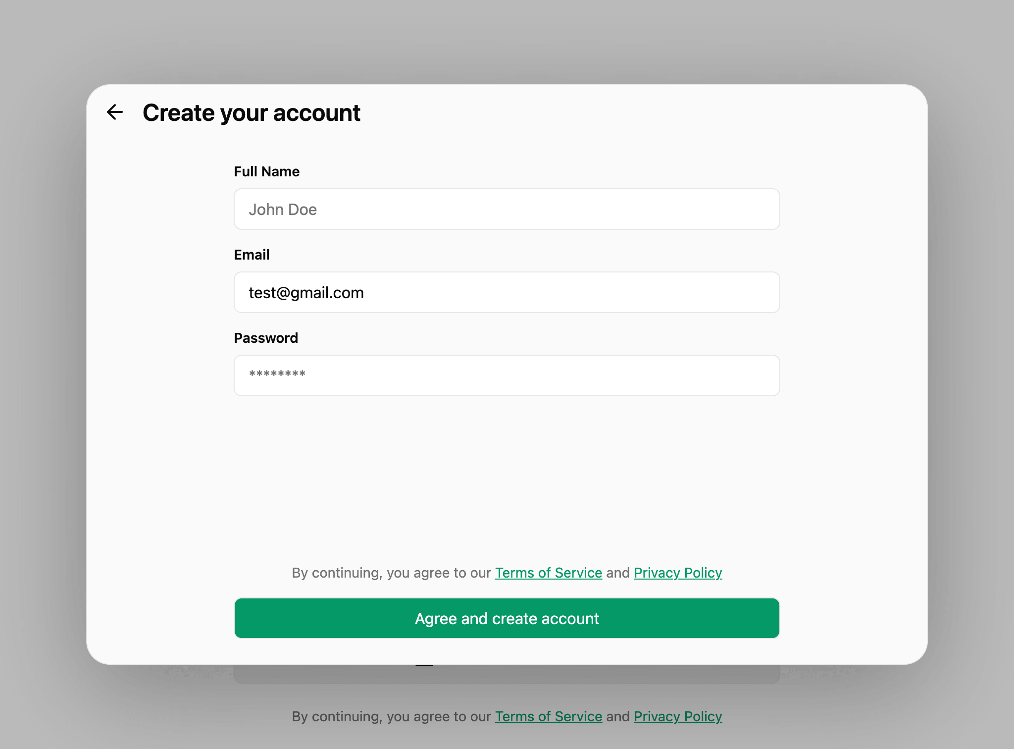 Simple registration form for KorLoans account creation