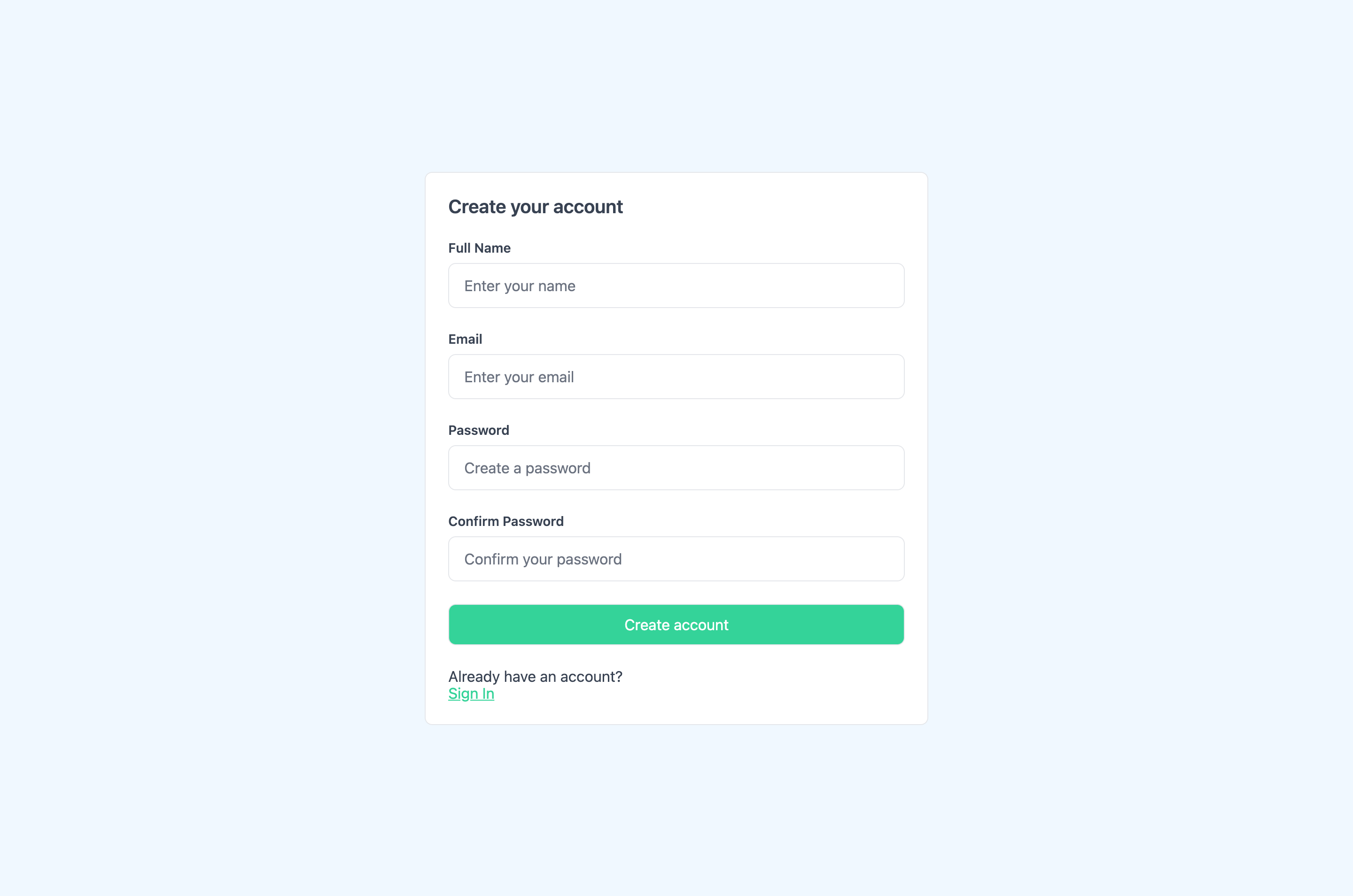 Simple registration form for Kor Loans account creation